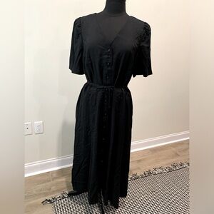 Ann Taylor Twill Puff Sleeve Button Front Midi Dress – XXL